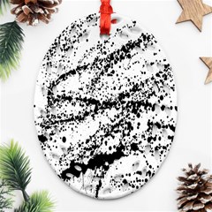 Ink Splatter Texture Oval Filigree Ornament (two Sides)