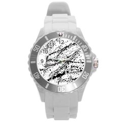 Ink Splatter Texture Round Plastic Sport Watch (l)