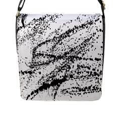 Ink Splatter Texture Flap Messenger Bag (l)  by Mariart