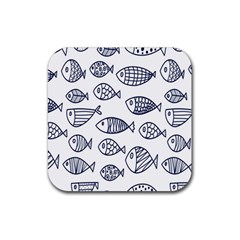 Love Fish Seaworld Swim Blue Sea Water Cartoons Rubber Coaster (square) 