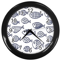 Love Fish Seaworld Swim Blue Sea Water Cartoons Wall Clocks (black)