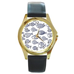 Love Fish Seaworld Swim Blue Sea Water Cartoons Round Gold Metal Watch by Mariart