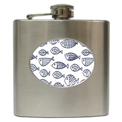 Love Fish Seaworld Swim Blue Sea Water Cartoons Hip Flask (6 Oz) by Mariart