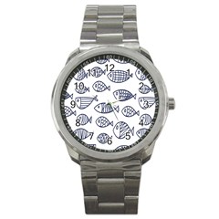 Love Fish Seaworld Swim Blue Sea Water Cartoons Sport Metal Watch