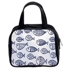 Love Fish Seaworld Swim Blue Sea Water Cartoons Classic Handbags (2 Sides)