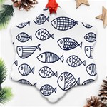 Love Fish Seaworld Swim Blue Sea Water Cartoons Snowflake Ornament (Two Sides) Back