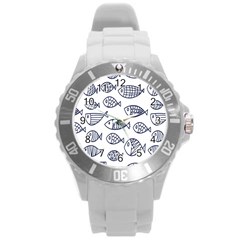 Love Fish Seaworld Swim Blue Sea Water Cartoons Round Plastic Sport Watch (l)