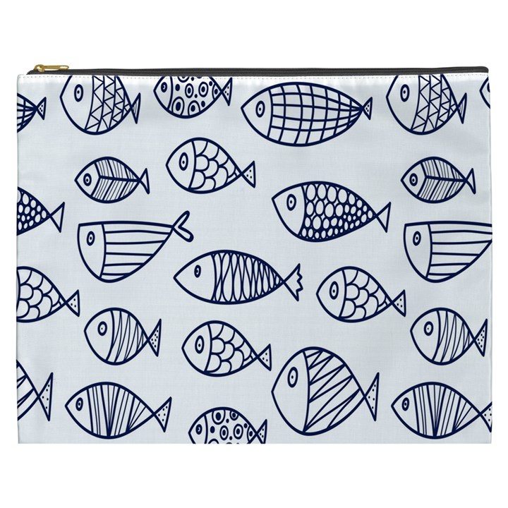 Love Fish Seaworld Swim Blue Sea Water Cartoons Cosmetic Bag (XXXL) 