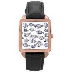 Love Fish Seaworld Swim Blue Sea Water Cartoons Rose Gold Leather Watch  by Mariart