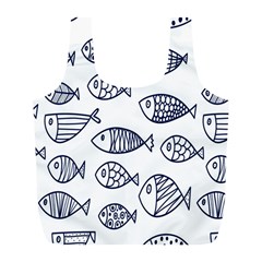 Love Fish Seaworld Swim Blue Sea Water Cartoons Full Print Recycle Bags (l) 