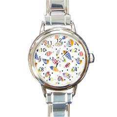 Love Fish Seaworld Swim Blue White Sea Water Cartoons Rainbow Round Italian Charm Watch