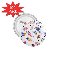 Love Fish Seaworld Swim Blue White Sea Water Cartoons Rainbow 1 75  Buttons (100 Pack) 