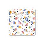 Love Fish Seaworld Swim Blue White Sea Water Cartoons Rainbow Square Magnet Front