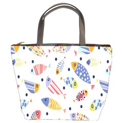 Love Fish Seaworld Swim Blue White Sea Water Cartoons Rainbow Bucket Bags by Mariart