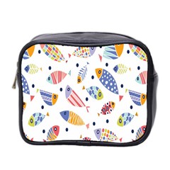 Love Fish Seaworld Swim Blue White Sea Water Cartoons Rainbow Mini Toiletries Bag 2-side