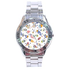 Love Fish Seaworld Swim Blue White Sea Water Cartoons Rainbow Stainless Steel Analogue Watch by Mariart