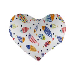 Love Fish Seaworld Swim Blue White Sea Water Cartoons Rainbow Standard 16  Premium Heart Shape Cushions by Mariart