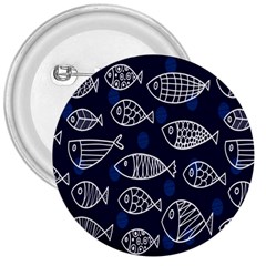 Love Fish Seaworld Swim Blue White Sea Water Cartoons 3  Buttons by Mariart