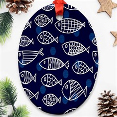 Love Fish Seaworld Swim Blue White Sea Water Cartoons Ornament (oval) by Mariart