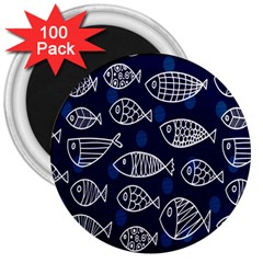 Love Fish Seaworld Swim Blue White Sea Water Cartoons 3  Magnets (100 Pack) by Mariart