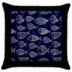 Love Fish Seaworld Swim Blue White Sea Water Cartoons Throw Pillow Case (black)