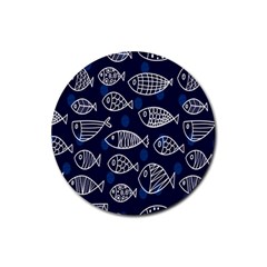 Love Fish Seaworld Swim Blue White Sea Water Cartoons Rubber Coaster (round)  by Mariart