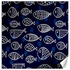 Love Fish Seaworld Swim Blue White Sea Water Cartoons Canvas 12  X 12   by Mariart