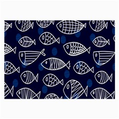 Love Fish Seaworld Swim Blue White Sea Water Cartoons Large Glasses Cloth