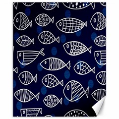 Love Fish Seaworld Swim Blue White Sea Water Cartoons Canvas 11  X 14   by Mariart