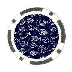 Love Fish Seaworld Swim Blue White Sea Water Cartoons Poker Chip Card Guard by Mariart