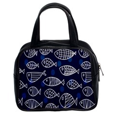 Love Fish Seaworld Swim Blue White Sea Water Cartoons Classic Handbags (2 Sides) by Mariart