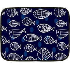 Love Fish Seaworld Swim Blue White Sea Water Cartoons Double Sided Fleece Blanket (mini) 