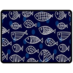 Love Fish Seaworld Swim Blue White Sea Water Cartoons Fleece Blanket (large)  by Mariart