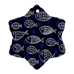 Love Fish Seaworld Swim Blue White Sea Water Cartoons Snowflake Ornament (two Sides) by Mariart