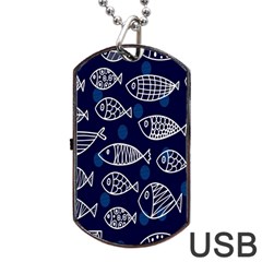 Love Fish Seaworld Swim Blue White Sea Water Cartoons Dog Tag Usb Flash (one Side) by Mariart