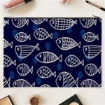 Love Fish Seaworld Swim Blue White Sea Water Cartoons Cosmetic Bag (XXXL)  Back