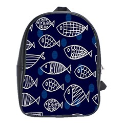 Love Fish Seaworld Swim Blue White Sea Water Cartoons School Bag (xl) by Mariart