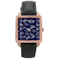 Love Fish Seaworld Swim Blue White Sea Water Cartoons Rose Gold Leather Watch 