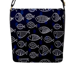 Love Fish Seaworld Swim Blue White Sea Water Cartoons Flap Messenger Bag (l)  by Mariart