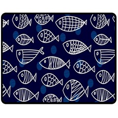 Love Fish Seaworld Swim Blue White Sea Water Cartoons Double Sided Fleece Blanket (medium) 