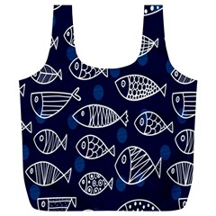 Love Fish Seaworld Swim Blue White Sea Water Cartoons Full Print Recycle Bags (l) 