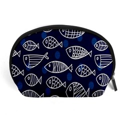 Love Fish Seaworld Swim Blue White Sea Water Cartoons Accessory Pouches (large)  by Mariart