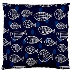 Love Fish Seaworld Swim Blue White Sea Water Cartoons Standard Flano Cushion Case (two Sides) by Mariart