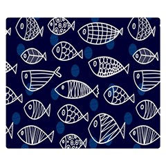 Love Fish Seaworld Swim Blue White Sea Water Cartoons Double Sided Flano Blanket (small)  by Mariart