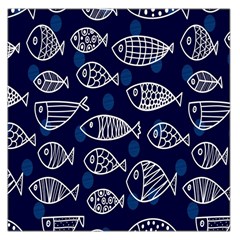 Love Fish Seaworld Swim Blue White Sea Water Cartoons Large Satin Scarf (square)