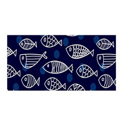 Love Fish Seaworld Swim Blue White Sea Water Cartoons Satin Wrap by Mariart