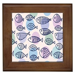 Love Fish Seaworld Swim Blue White Sea Water Cartoons Rainbow Polka Dots Framed Tiles by Mariart