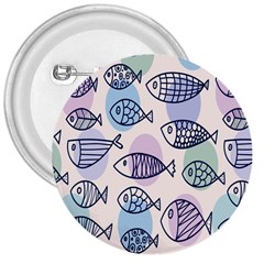 Love Fish Seaworld Swim Blue White Sea Water Cartoons Rainbow Polka Dots 3  Buttons by Mariart