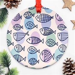 Love Fish Seaworld Swim Blue White Sea Water Cartoons Rainbow Polka Dots Ornament (round) by Mariart