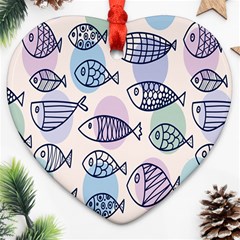 Love Fish Seaworld Swim Blue White Sea Water Cartoons Rainbow Polka Dots Ornament (heart) by Mariart